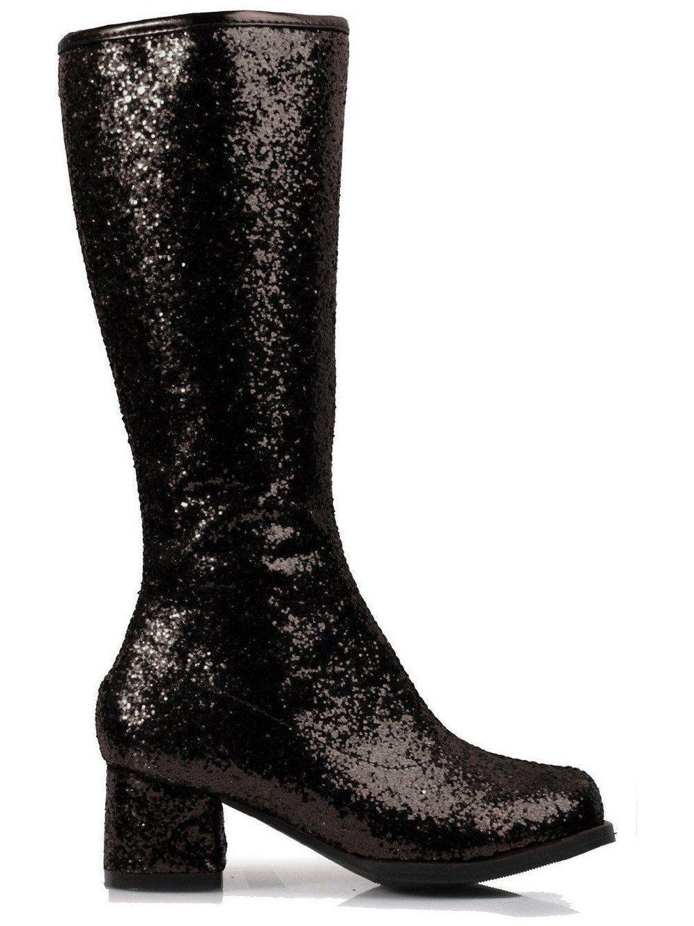 Ellie Shoe EGOGOG 3" Heel Glitter Gogo Boot. With Zipper. 9 / Black