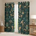 thumbnail image 2 of Feelyou Green Gold Damask Black Out Curtains for Women, Hippie Rustic Flower Curtains Pack of 2 (42x63 Each), Retro Bohemian Style Bedroom Curtains, Window Curtains Home Decor, 2 of 6