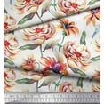 thumbnail image 3 of Soimoi Orange Poly Georgette Fabric Leaves & Floral Decor Fabric Printed BTY 42 Inch Wide, 3 of 3
