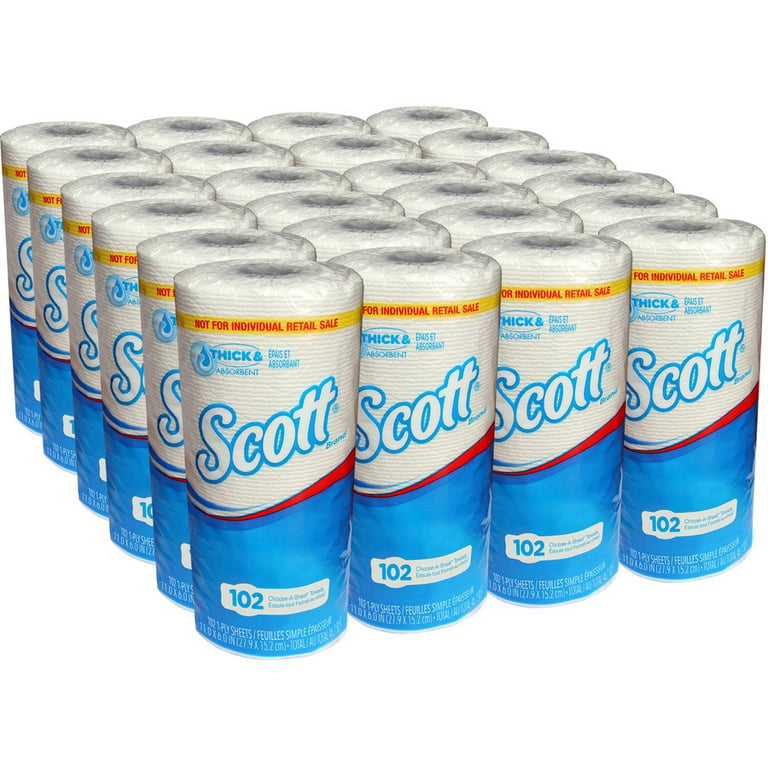 Scott® Choose-a-Size Mega Kitchen Roll Paper Towels, 1-Ply, 102/Roll, 6  Rolls/Pack, 4 Packs/Carton