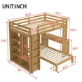thumbnail image 4 of Newest Full XL/Full over Twin Bunk Bed with Dismountable Lower Bed , Desk, Solid Wood Bunk Beds Frame with Built-in Shelves , Wardrobe, Can be Converted into Loft Bed, Natural, 4 of 9