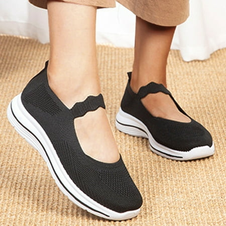 

Aayomet Platform Sneakers Flat Lightweight Casual Ladies Fashion Breathable Comfortable Bottom Women s Black 7.5
