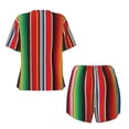 thumbnail image 6 of Rocae Mexican Serape Blanket Stripes for Two Piece Sleepwear Pajamas Sets for Women Soft Short-Sleeved Pjs with Lounge Shorts Small, 6 of 9