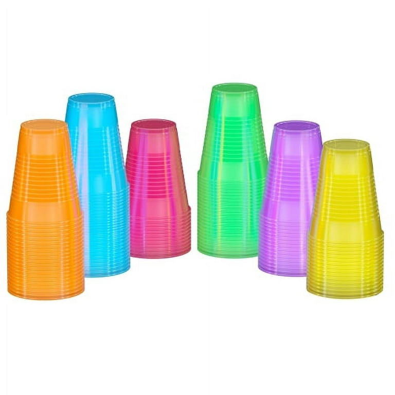 PartyMars 12 Oz 100pcs Disposable Multicolor Neon Glowing Plastic Cups  Party Drinking Cups For Weddi…See more PartyMars 12 Oz 100pcs Disposable