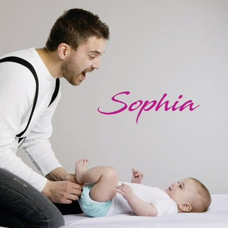 Baby Girl Wall Art - Personalized Name Vinyl Decal Sticker Custom Initial Wall Art Personalization Decor Sticker Baby Girl Nursery Room Children Bedroom Pink 4 Inches X 10 Inches