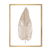 Designart 'Dried Leaf Plant Beige On White Background' Traditional Framed Canvas Wall Art Print