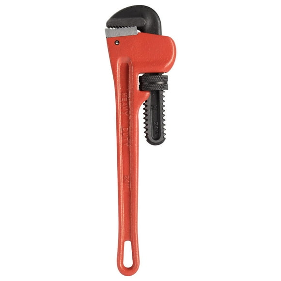 Heavy-Duty Straight Pipe Wrench, with 45# Steel Jaw and Ductile Iron Handle, Red - 10"/14"/18"/24"