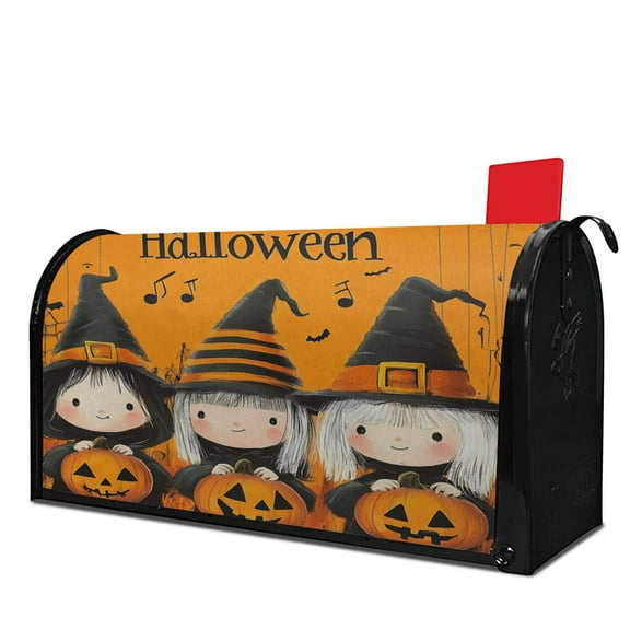 Halloween Gnomes Short Bat Orange Scary Mailbox Cover,Magnetic 21x25.5 Inch Mailboxwrap Waterproof Durable Halloween Box Wraps for Yard Farmhouse Decorative