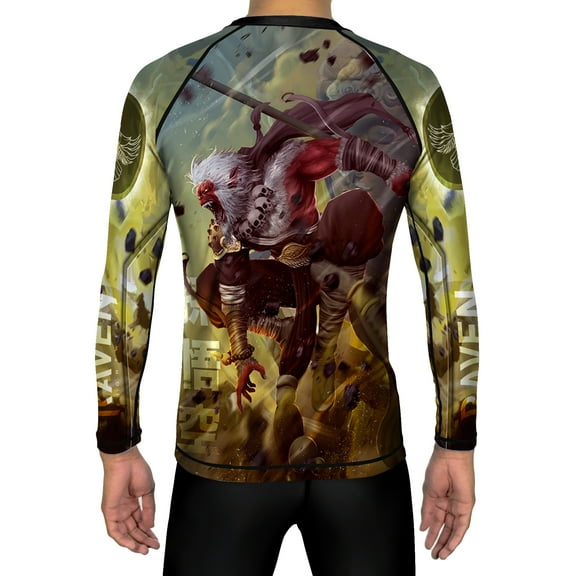 Raven Fightwear Men's The Monkey King Sun Wukong Rash Guard MMA BJJ Black