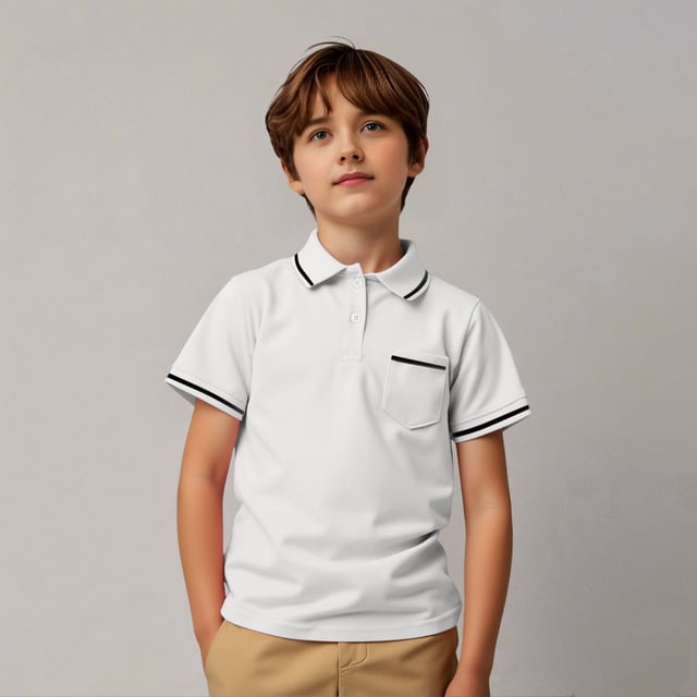 WENXIAOO Polo pour Garçons Ados Chemise à Col Blanc Chemise de Rugby Boutonnée Chemise à Manches Courtes Polo pour Garçons Chemises Polo Taille 13-14 Ans