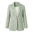 thumbnail image 5 of Homenesgenics Blazers for Women Business Casual Striped Blazer with Pockets, Cardigan-Style Green L, 5 of 5