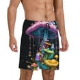 thumbnail image 2 of Vsdgher Colorful Mushroom Print Men's Pajama Shorts Lounge Bottoms Sleep Shorts Elastic Waist Lightweight PJ Shorts with Pockets-Medium, 2 of 6