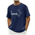 thumbnail image 1 of Tops para hombre, blusas y camisas de cuello redondo y manga corta para hombre. Camiseta/camisa informal de cuello redondo y manga corta con estampado de corazones para hombre. Tops de poliéster para, 1 of 4