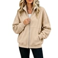 thumbnail image 2 of DIOAZUD Women's Collared Zip up Sweatshirt Full Zip Long Sleeve Jacket with Pockets Casual Loose Fit Tops for Women Fall Winter, 2 of 6