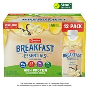 Carnation Breakfast Essentials High Protein Nutritional Drink, Classic French Vanilla, 15 g Protein, 12 - 8 fl oz Cartons