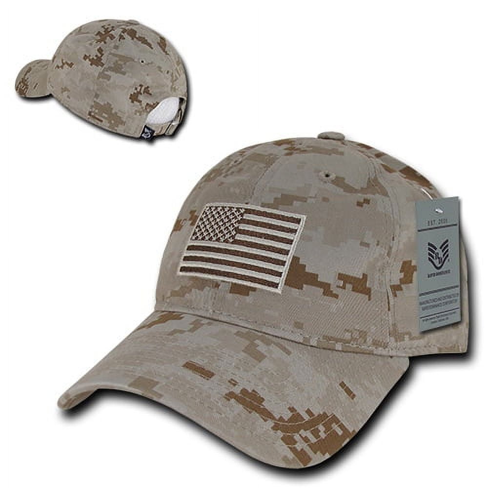 RapDom Tonal US Flag Graphic Relaxed Mens Cap [Desert Camouflage