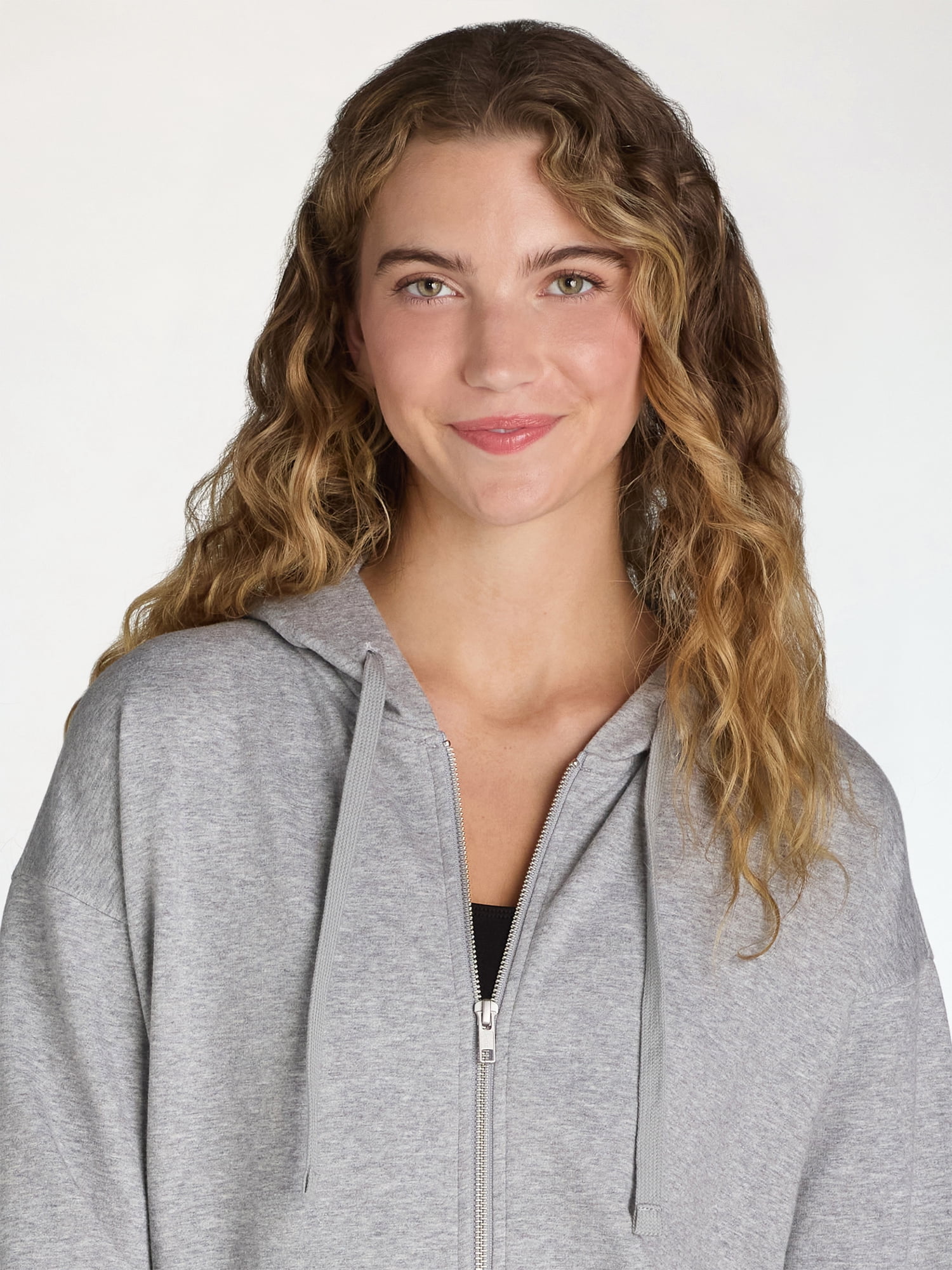 Time and Tru Women's and Women's Plus Zip Up Fleece Jacket with Hood, Sizes XS-4X