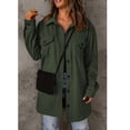 thumbnail image 2 of Abrigo Color Sólido Solapa De Un Solo Pecho Mangas Largas Casual Suelta Cómoda Camisa Chaqueta Verde S, 2 of 6