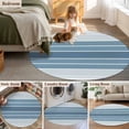 thumbnail image 5 of Blue Ombre Stripe Round Area Rug 4 FT, Non Slip Indoor Outdoor Rug, Farmhouse Striped Gradient Washable Soft Circular Carpet Non-Shedding Floor Mat for Coffee Table Nursery Foyer Balcony, 5 of 8