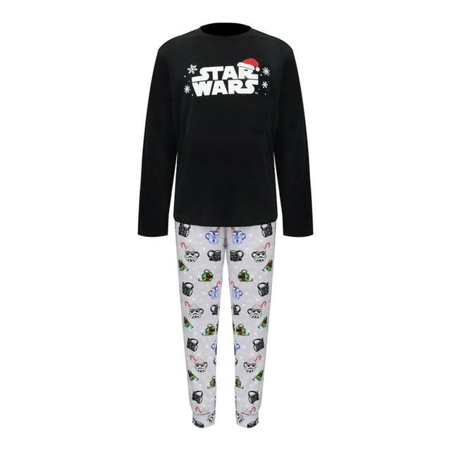 Pijama Star Wars para Hombre, Manga Larga Negro Talla EG, 2 Piezas
