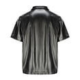 thumbnail image 3 of Tisuna Mens Leather Shirts Short Sleeve Zipper Down Loose Fit Summer T-Shirts Mens Classic Collared Casual Shirts For Everyday Wear Black Size Xxl, 3 of 8