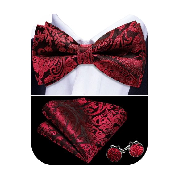 Conjunto de pajarita Barry.Wang de seda floral preanudada, formal, rojo