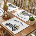 thumbnail image 3 of Happy Easter Placemats Set of 12, Funny Bunny Leopard Egg Black Buffalo Check Plaid Truck Heat Insulated Linen Place Mats, Washable Stain-Proof Table Mats for Dining Tables Holiday Decor 13x19 Inches, 3 of 9