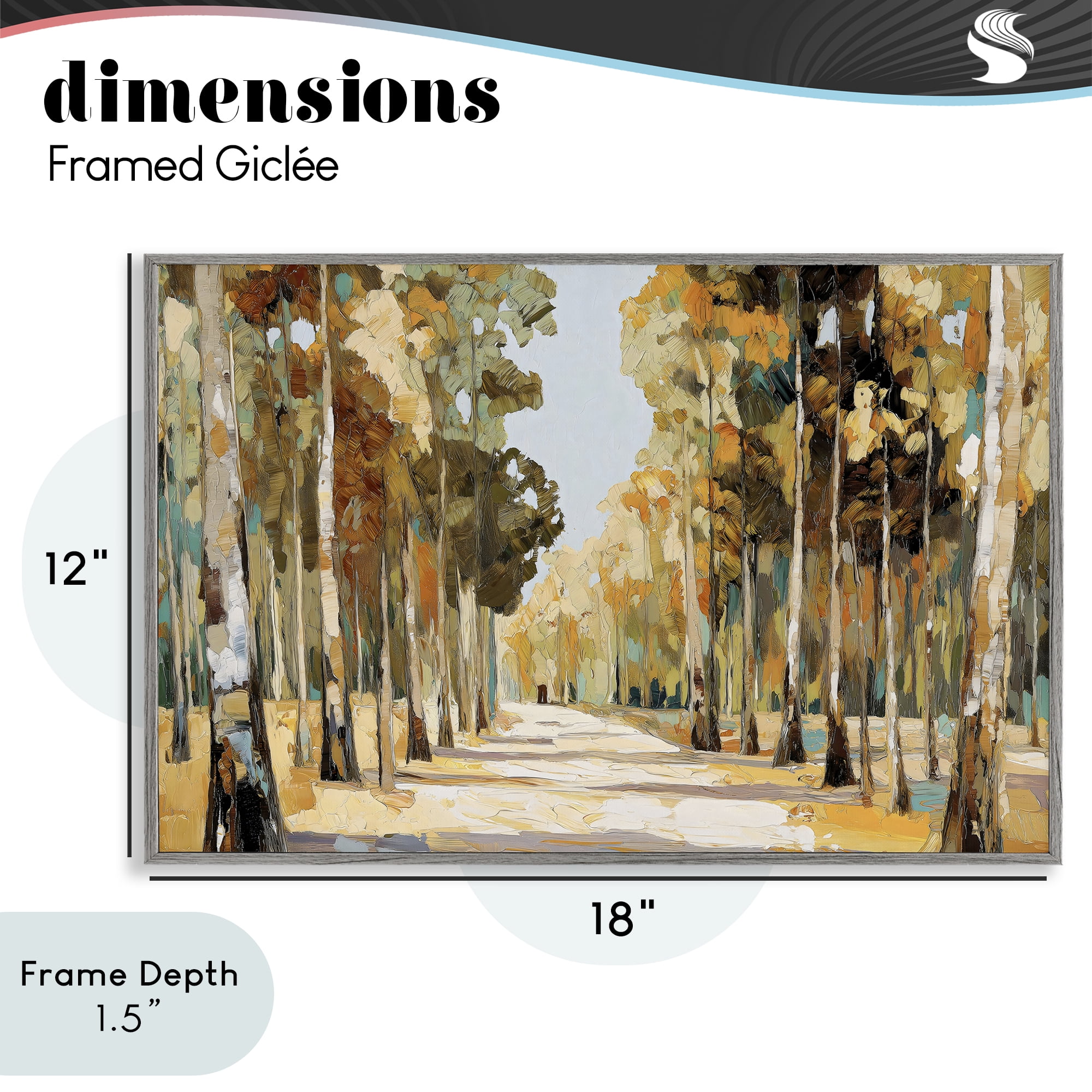 Stupell Industries Modern Impressionist Fall Forest Gray Framed Giclee Art, design by Gina Kelly
