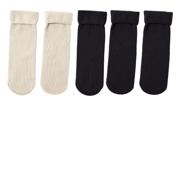 Chuancc 5 Pairs Women's Warm Winter Fluffy Slipper Socks with Grips - Thick Thermal Comfy Cabin Sweater Socks Non-Slip Grippy Socks Cold Weather Gifts & Stocking Stuffers,Black,One Size