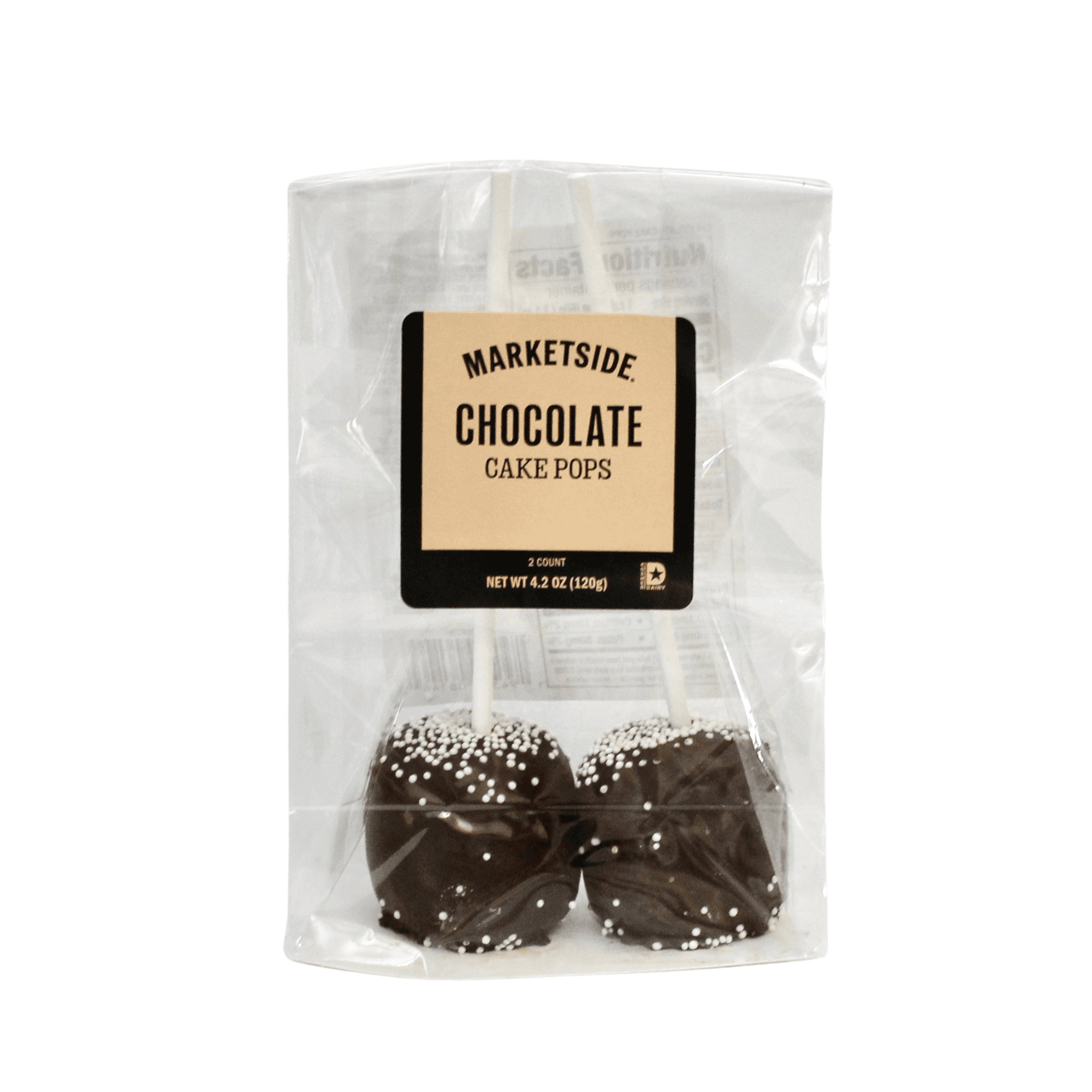 Marketside Chocolate Flavored Cake Pops, 4.2 oz, 2 Count (Ready to Eat)