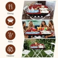 thumbnail image 7 of Chef Round Tablecloth, Fitted Table Cover with Elastic for 55"-60" Round Tables, Cartoon Red Food Cooking Black White Buffalo Check Table Cloth Outdoor Indoor Dinning Party Waterproof Tablecloths, 7 of 7
