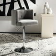 thumbnail image 2 of SAFAVIEH Couture Zayna Square Adjustable Mid Back Bar Stool, Light Gray, 2 of 12