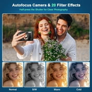 Digital Camera 4K 48MP Vlogging Camera for Youtube Autofocus 16X Digital Zoom Video Cameras with 32GB SD Card