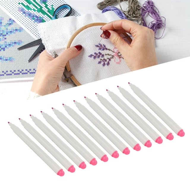 12 Pcs Water Soluble Pen Washable Faded Water Soluble Pens Sewing Embroidery Fabric Marking Marker