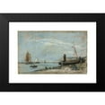 thumbnail image 2 of Eugène Boudin 14x11 Black Modern Framed Museum Art Print Titled - Beach with Fishing Boats (1870-79), 2 of 5