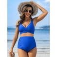 thumbnail image 6 of Sociala Womens Two Piece Maternity Swimsuit V Neck Bikini Sets Ruched Bathing Suits, 6 of 6