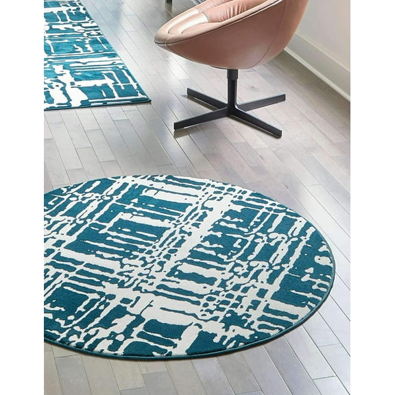 Vince Camuto Vince Camuto Collection Area Rug - Catalina (4' Round Teal/Ivory)