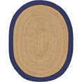 thumbnail image 1 of Unique Loom Braided Jute Solid Color Rug 8' x 10' Oval Natural/Navy Blue, 1 of 2