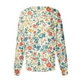 thumbnail image 6 of Scrub Jackets for Woman Long Sleeve Snap Front Lightweight Medical Uniform Cute Floral Print Scrub Tops Easy Care Soft Nurse Shirt Blue 2XL, 6 of 6