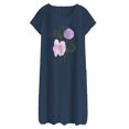 thumbnail image 4 of NEGJ Women Purple Flowers Printed Loose Short Sleeve Dress Summer Round Neck Dresses With Pocket Cotto, 4 of 4