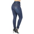 thumbnail image 5 of Fashion2Love Women's Juniors Butt Lift Push Up Mid Waist Ripped Distressed Skinny Jeans, 5 of 9