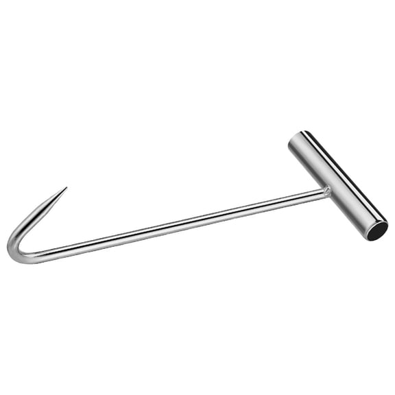OULII Iron Manhole Cover Hook T-Shaped Metal Handheld Hook Silver 1Pack
