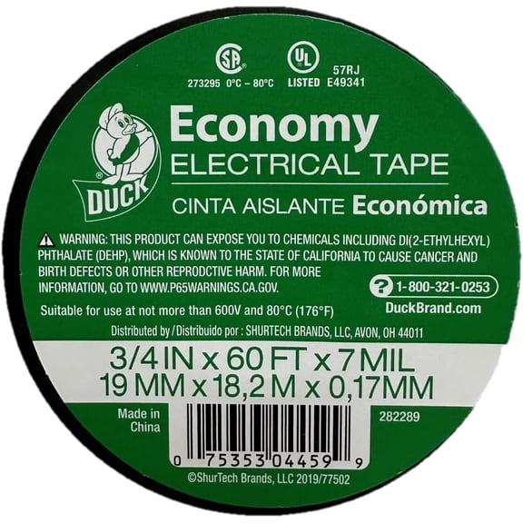 Brand Economy Electrical Tape, 3/4-Inch by 60 Feet, Single Roll, Black (282289)