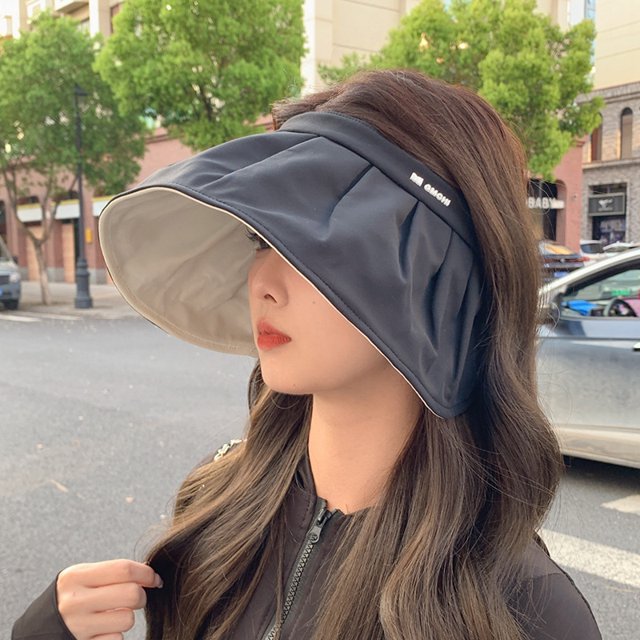 LinYooLi Sunshade Hat For Women, UV Protection, Summer Cycling, Sun Protection, Thin Brimmed Hat, Face Covering, Hollow Top Shell Hat