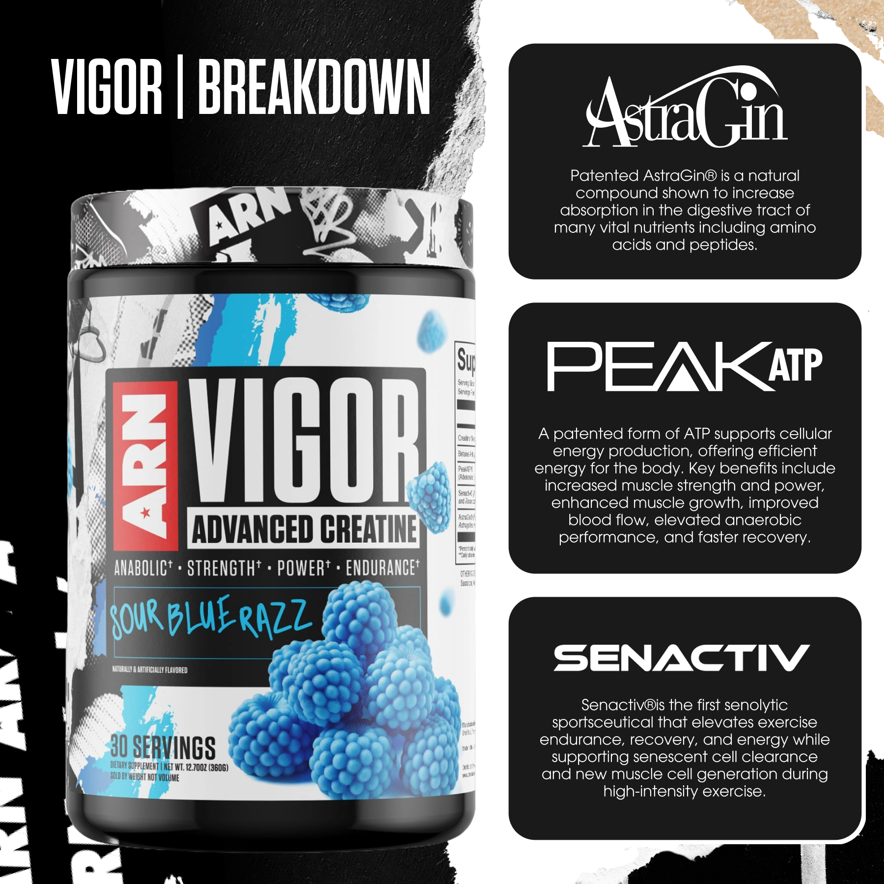 Arms Race Nutrition | ARN | Vigor Advanced Creatine Formula (30 Servings, Orange Julian)