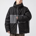 thumbnail image 4 of Windbreaker Men Windbreaker Front-Zip Jacket Color Block Thick Windproof Water Proofing Pocket Zipper Outdoor Jacket Black M, 4 of 5