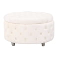 Wordford Round Velvet Tufted Storage Ottoman, Velvet Cream - Walmart.com
