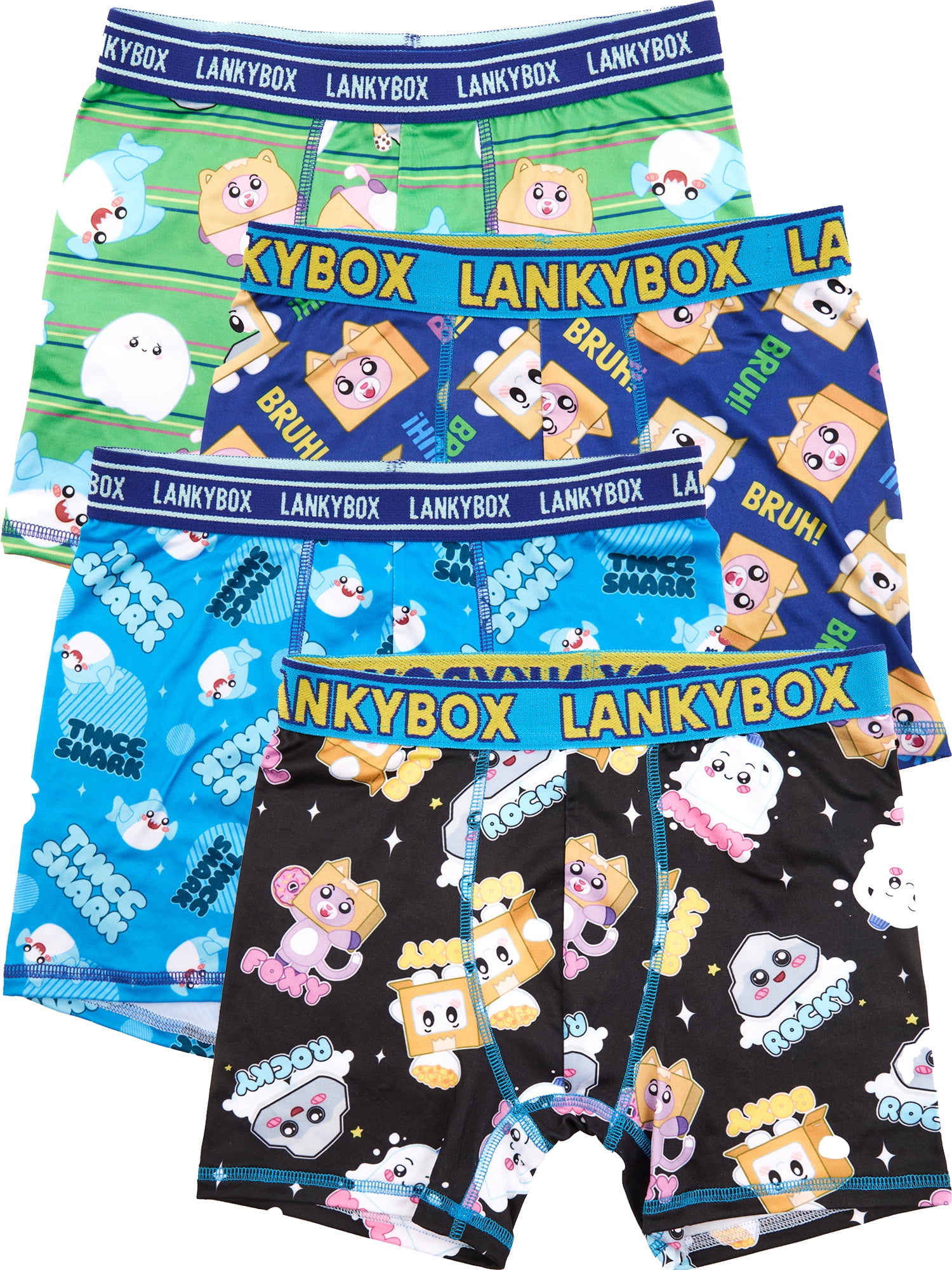 LANKYBOX Boys Boxer Briefs 4-Pack, Sizes XS-XL, Playful
