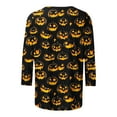 thumbnail image 4 of Sriper Halloween Women Crew Neck Tops Solid Color Dressy Tunic Blouses Crew Neck Elbow Sleeve Floral Printed Blouses Business Casual Outfits Camisetas Mujer Sin Estampado Multicolor L, 4 of 5