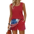 thumbnail image 2 of Iaqnaocc Two Piece Sets for Women 4th Of July American Flag Stars Flag Print Womens Short Sets Square Neck Sleeveless Tank Top and Drawstring Shorts Summer Outfits Red L, 2 of 5